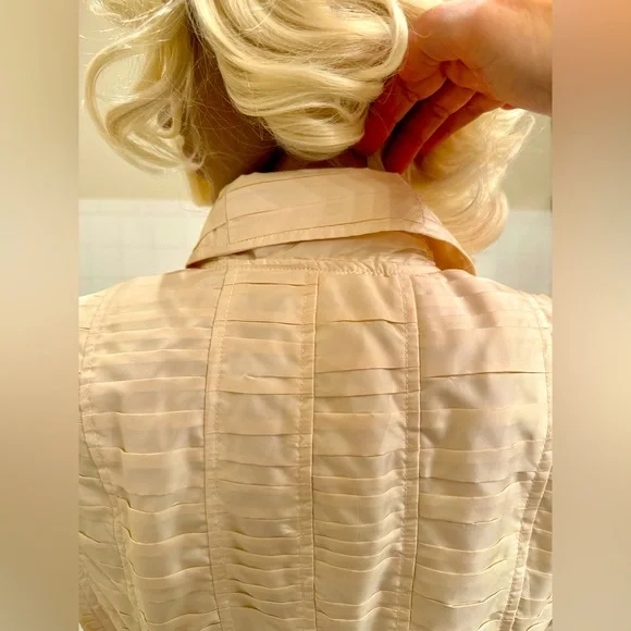 DESIGNER! DONCASTER COLLECTION!🌸100% SILK PEACOAT/DUSTER/White/Size-10 - Picture 6 of 16